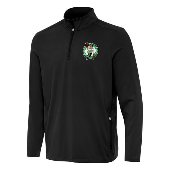 Men's Antigua Black Boston Celtics Perilous Quarter-Zip Sweatshirt