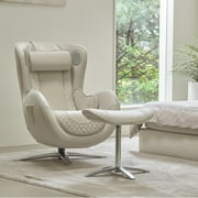 Nouhaus Heated Classic Massage Chair Full Body and Spot Massaging Recliner with Ottoman, Bluetooth Speaker, in-Chair Charger Elder White