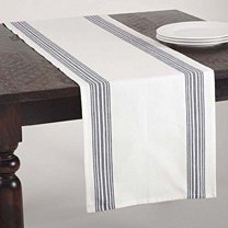 fennco styles multi ligne printed striped design table runner - 4 colors - 16 x 72 (navy blue)