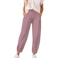 thumbnail image 1 of Pantalones casuales ajustados con puños en los tobillos para mujer - Elásticos, de color liso, con bolsillos funcionales - Primavera/verano, S-XXXL, 1 of 5