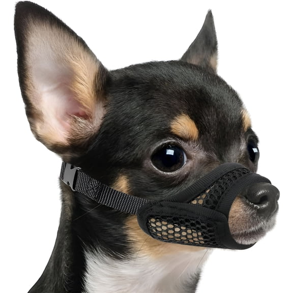 GASTROPOD Mesh Muzzle for Short Snout and Small Medium Dogs Anti-Biting Focus on Brachycephalic Dogs Breathable Fabric Opening Front Basket Muzzle Allow Panting for Grooming Vet Visits