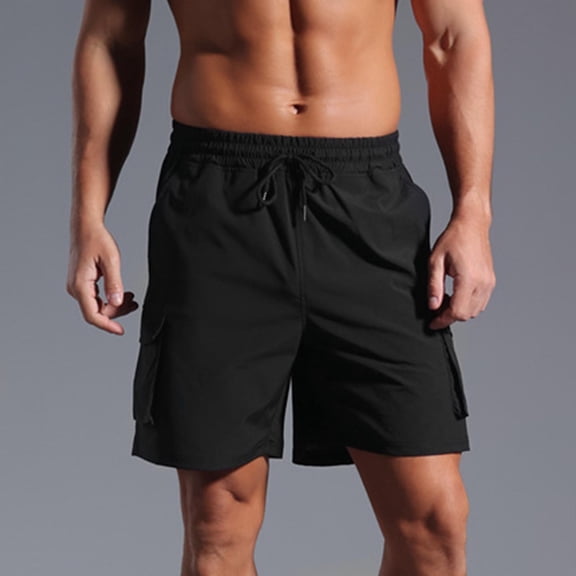 CYiJun Mens Cargo Shorts Elastic Waist Drawstring Lightweight Shorts Summer Hiking Casual Shorts with Pockets