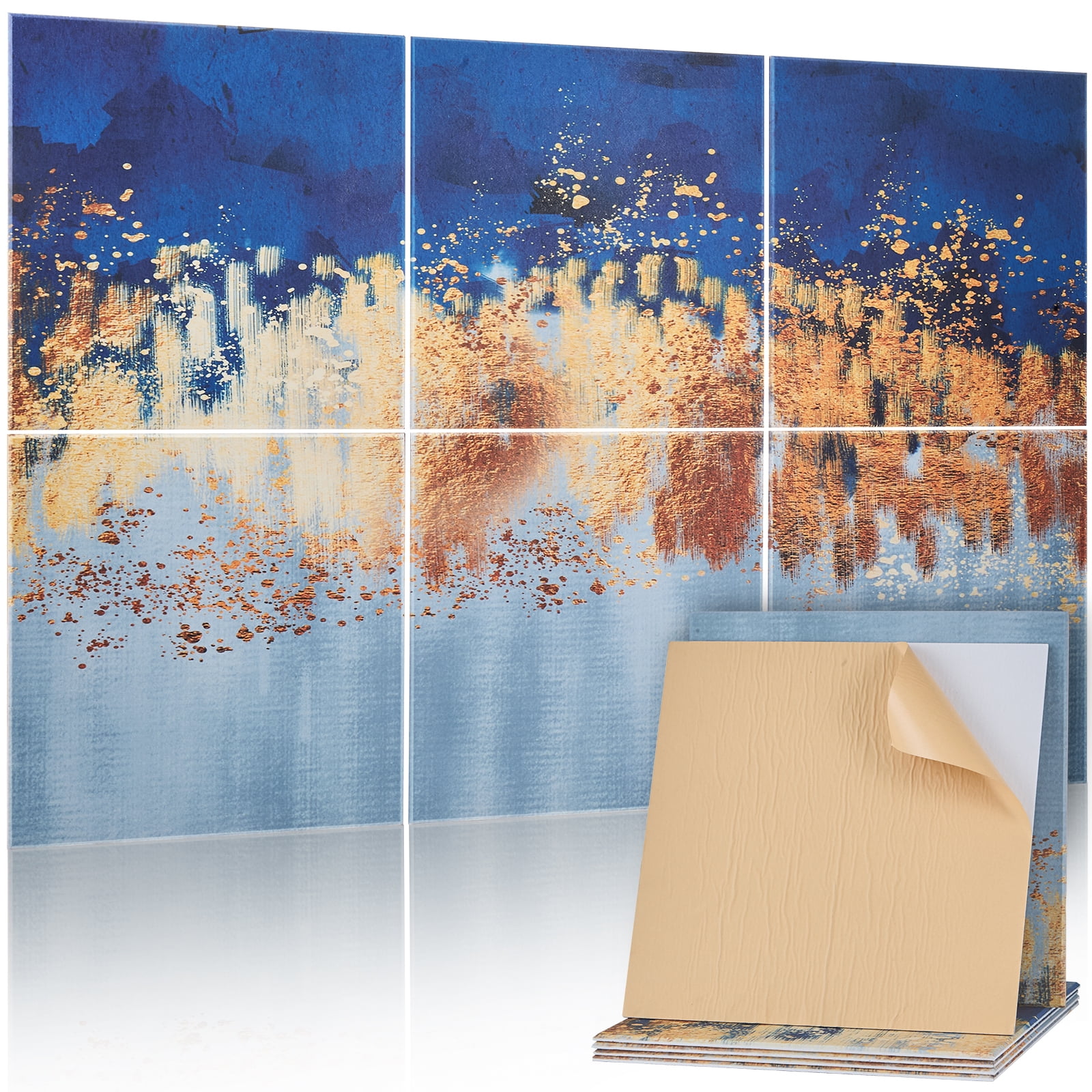 KFFKFF Set of 6 Artistic Acoustic Panels, Dimensions 70.87 x 47.24 x 0.4 inch, Wall-Mounted Soundproof Tiles, Stick-On Decorative Noise Reduction Boards for Household, Workspace, Recording Studio