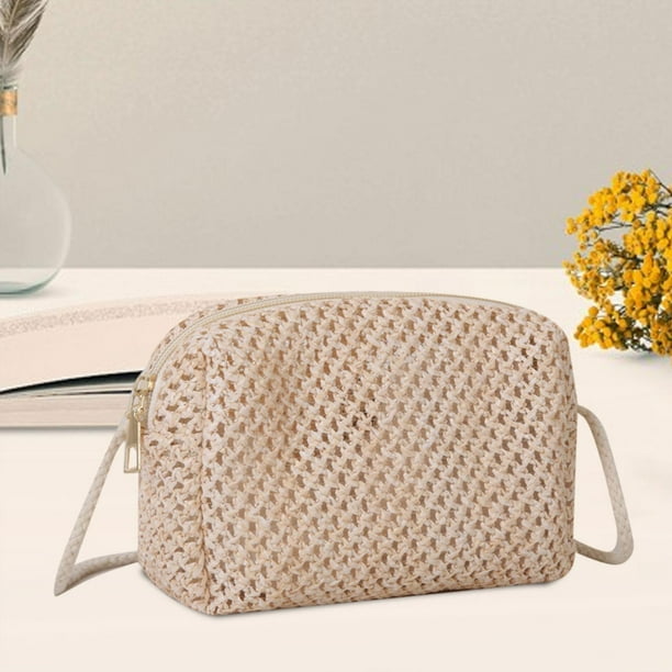 Bolso cruzado para mujer, bolso de playa, bolso de hombro portátil con cierre de cremallera, bolso tejido para vacaciones, trabajo, vacaciones al aire Beige Yinane Bolsos de mujer