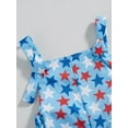 thumbnail image 6 of Blotona 4th of July Toddler Baby Girl Romper Independence Day Sleeveless Star Striped Print Long Bell-Bottoms Pants Jumpsuit Summer Clothes 6M-4T, 6 of 9