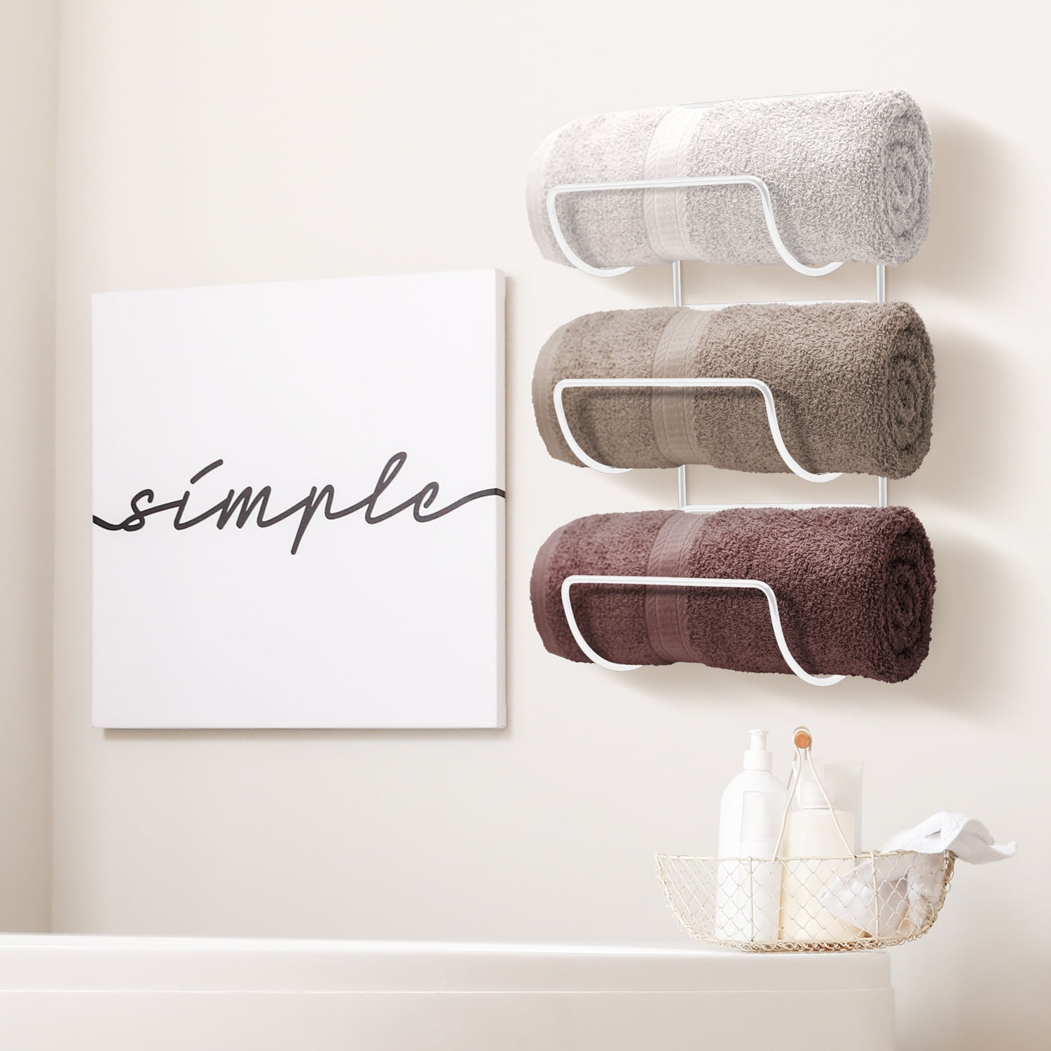 Sorbus Wall Mounted Metal Towel Rack Holder for Bathroom 2 x 2-Pack- Set of 4 (White)