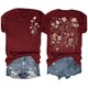 thumbnail image 5 of Tops de Manga Corta de las Mujeres, Cuello Redondo Impreso, Camiseta de Manga Corta para las Mujeres, 5 of 6