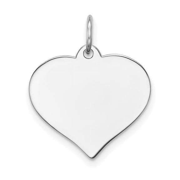 14K White Gold Plain .011 Gauge Engravable Heart 16x17mm Disc Charm XWM603/11
