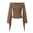 thumbnail image 3 of Fengactive Women's Western Cowgirl Off The Shoulder Fall Long Sleeve with Tassels Stretchy Crop Shirts Blouses, 3 of 5