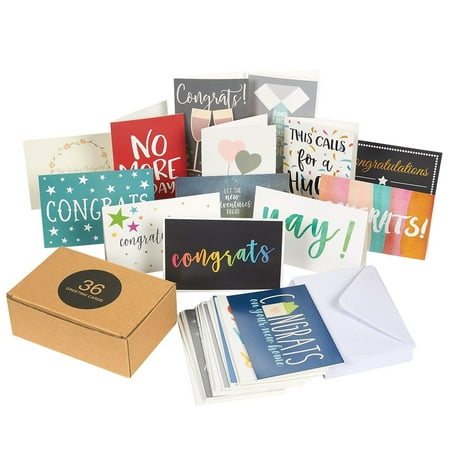 36 Pack Assorted All Occasion Greeting Cards - Includes Assorted Congratulations, Hello, Thank You Cards - Bulk Box Set Variety Pack with Envelopes Included, 4 x 6 (Congratulations And All The Best)