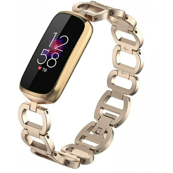 Compatible con Fitbit Luxe, pulsera de cadena de metal de repuesto para mujer, compatible con Fitbit Luxe Special Edition, accesorios para el monitor de actividad física y bienestar (plateado).