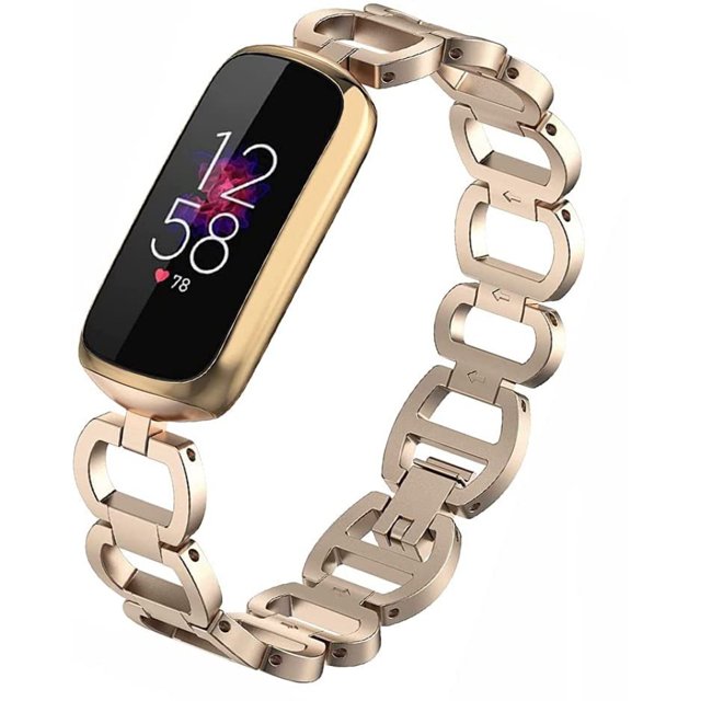 Compatible con Fitbit Luxe, pulsera de cadena de metal de repuesto para mujer, compatible con Fitbit Luxe Special Edition, accesorios para el monitor de actividad física y bienestar (plateado).