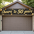 thumbnail image 7 of LUUFILx Black Background Golden Cheers to 50 Years Banner Party Decoration Backdrop, 7 of 7