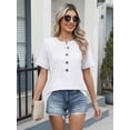 thumbnail image 2 of Camiseta EADINVE para mujer, cuello redondo, manga corta, corte holgado, color blanco, 2 of 6