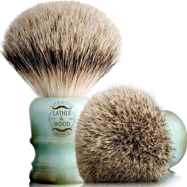 Brocha de afeitar Lather & Wood Premium 100% pelo de tejón azul