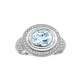 thumbnail image 1 of RYLOS Rings for Women Sterling Silver Ring Classic 9X7MM Oval Gemstone & Diamonds March Aquamarine Jewelry Size 13, 1 of 7