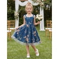 thumbnail image 5 of IBTOM CASTLE Toddler Girls 1950s Vintage Floral Embroidery Swing Dress | Retro Graduation Dress For Birthday Party Wedding Bridesmaid Communion Tulle Dresses, Sweetheart Mesh Grey-blue, 5 of 7