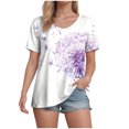 thumbnail image 3 of vigerkar Dandelion Graphic Floral T-Shirt Women Casual Summer Boho Tops Holiday Wildflowers Tee Shirts (Purple, L), 3 of 7