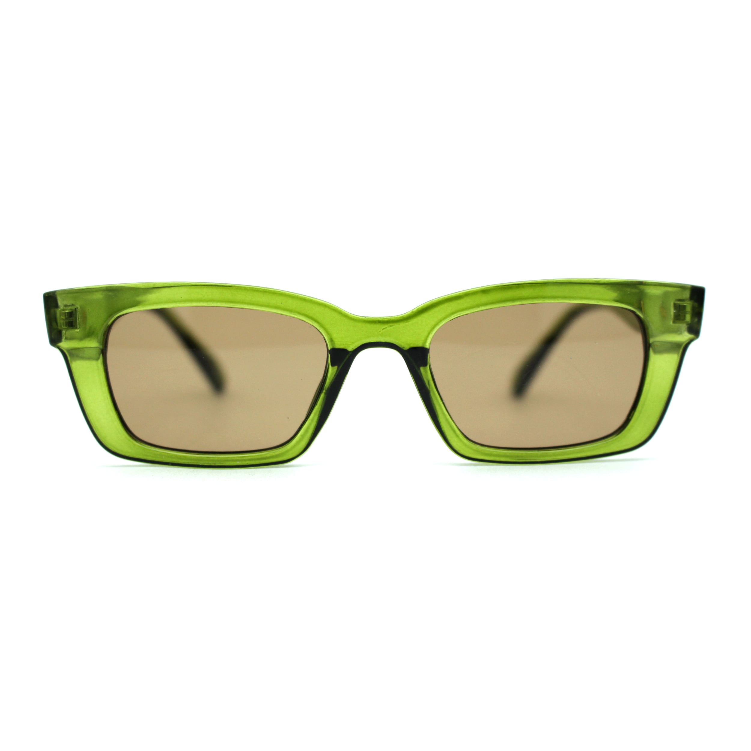 Retro 1990s Rectangle Cat Eye Vintage Sunglasses All Green 