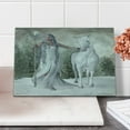 thumbnail image 2 of Horse Cutting Board, Mace Holding White Haired Elf Girl Walking Barefoot in Snow Forest with Horse, Decorative Tempered Glass Cutting and Serving Board, Small Size, Coconut and Dust, by Ambesonne, 2 of 5