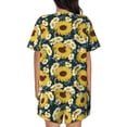 thumbnail image 3 of Bingfone Sunflowers Print Pajamas Sets for Women Soft Short-Sleeved Pjs with Lounge Shorts Two Piece Sleepwear, 3 of 8