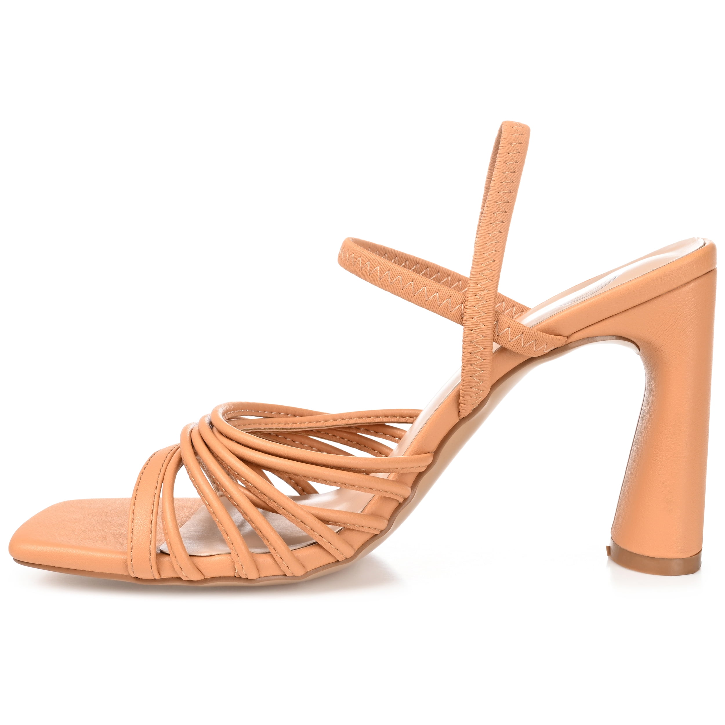 Journee Womens Hera Open Square Toe High Block Heel Sandals