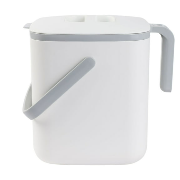 BLUE GINKGO Kitchen Compost Bin | Indoor Countertop Food Waste Bin with Handles | White (1.32 gal)