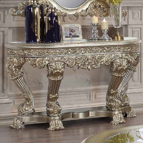 Acme Danae Sofa Table in Champagne & Gold Finish