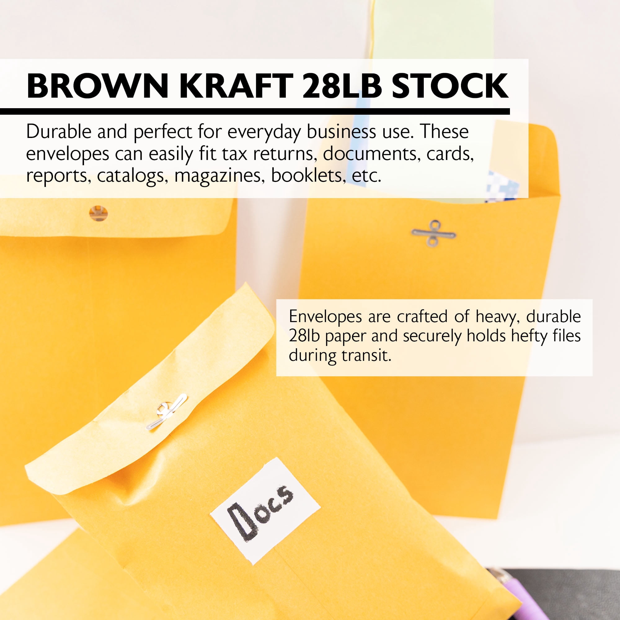 BAZIC Catalog Envelope 6" x 9" Gummed Seal Eyelet Closure, 100-Count