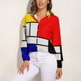 thumbnail image 3 of Piet Mondrian Abstract Art Long Sleeve Blouse Woman Streetwear Casual Shirts Summer Oversize Woman Streetwear Clothing Birthday Present, 3 of 7