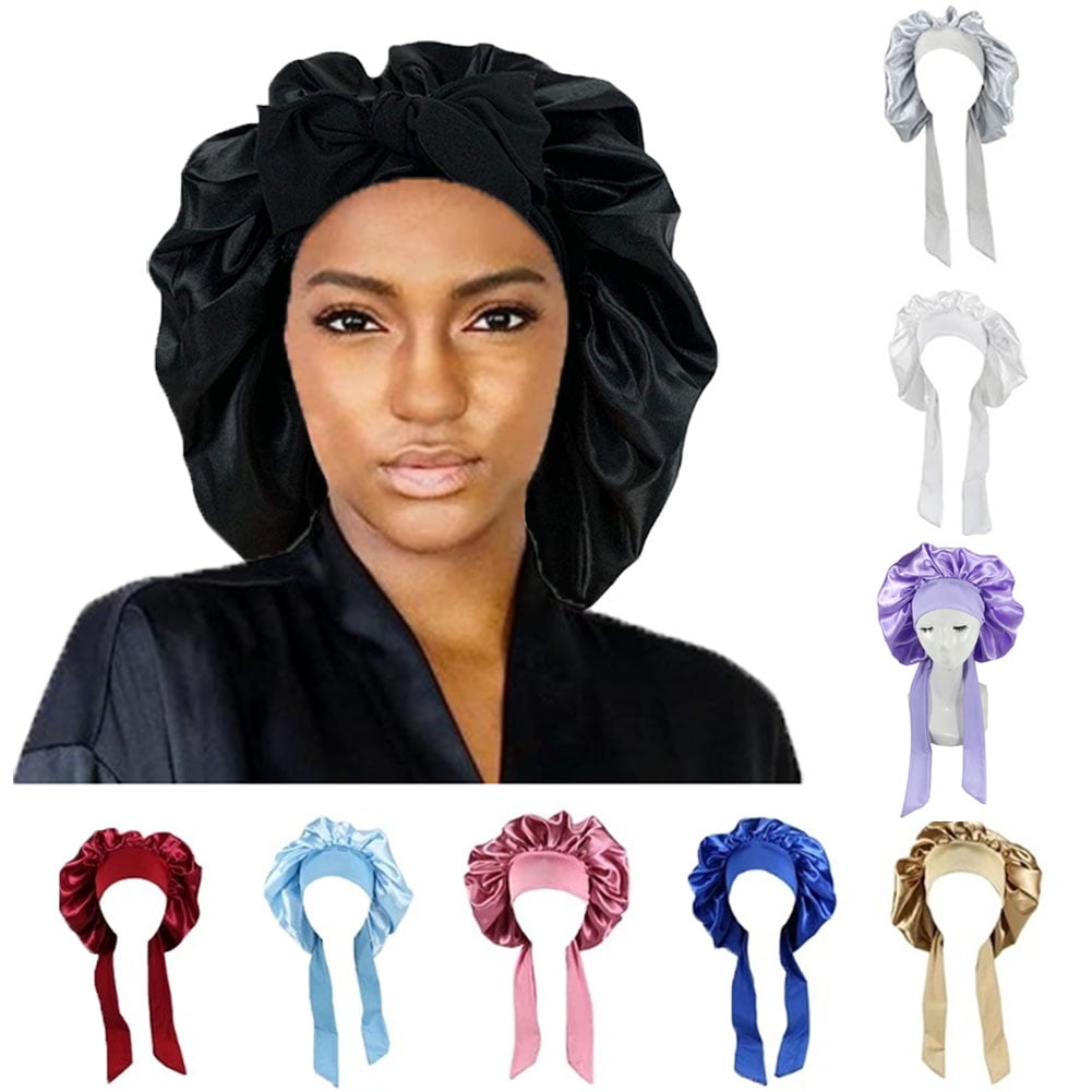Satin Silk Sleep Cap Hair for Women Stretchy Tie Band