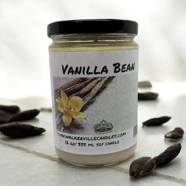 Vanilla Bean Vegan Coconut Soy 12 oz/ 355 ml Candle Hand-poured, Eco-friendly, Clean Burning, Bakery, Food, Drink Wood Wick