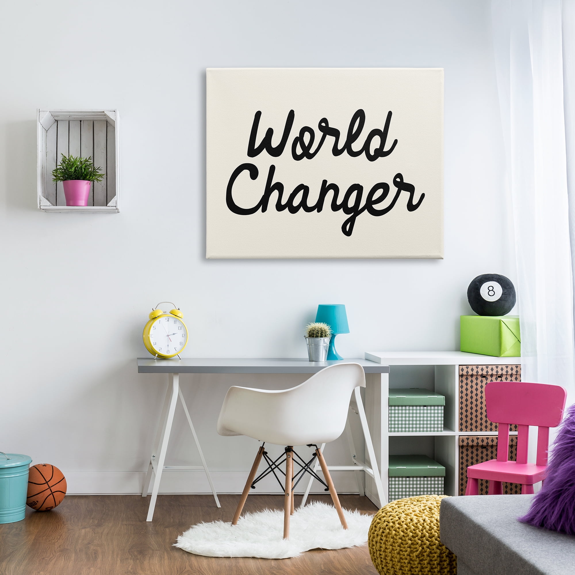 Stupell Industries World Changer Casual Cursive Calligraphy Words Sign Graphic Art Gallery Wrapped Canvas Print Wall Art, Design by Daphne Polselli