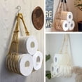 thumbnail image 3 of Wall Hanging Storage Bag, Bohemian Decor, Wall Mount Rope Bag, Books Newspapers Notebook Toilet Paper Storage, Apply to Bedroom Bathroom Living Room,White, 3 of 5