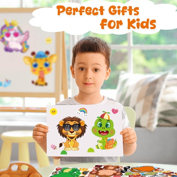 Joykindom Animal Stickers for Kids Toddler, 48 Sheets Make a Face Stickers for Birthday Party Favors Goodie Bags School Crafts