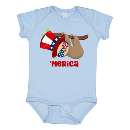 

Inktastic Merica Patriotic Sloth Gift Baby Boy or Baby Girl Bodysuit