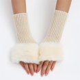 thumbnail image 2 of Hontri Gloves for Women Cold Weather Short Plush Gloves Autumn And Winter Women's Cute Wrist Knitted Wool Warm Fingerless Gloves Gloves for Women Beige, 2 of 4