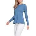 thumbnail image 4 of SUÉTERES DE PULÓVER CHIC INSPIRADOS PARA MUJERES, AJUSTE SUELTO CASUAL, CUELLO REDONDO, MANGA LARGA, SUÉTER DE PUNTO ELÁSTICO, TOPS ELEGANTES PEPLUM TALLA S AZUL, 4 of 6