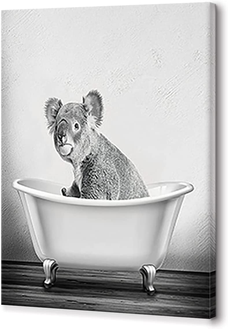 Funny Animal Bathroom Wall Art Decor Koala in Bathtub Picture Print