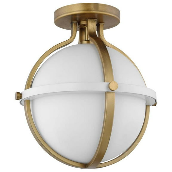Lincoln 60w 1-Light Semi Flush Mount Opal Glass E26 Base Matte White Finish