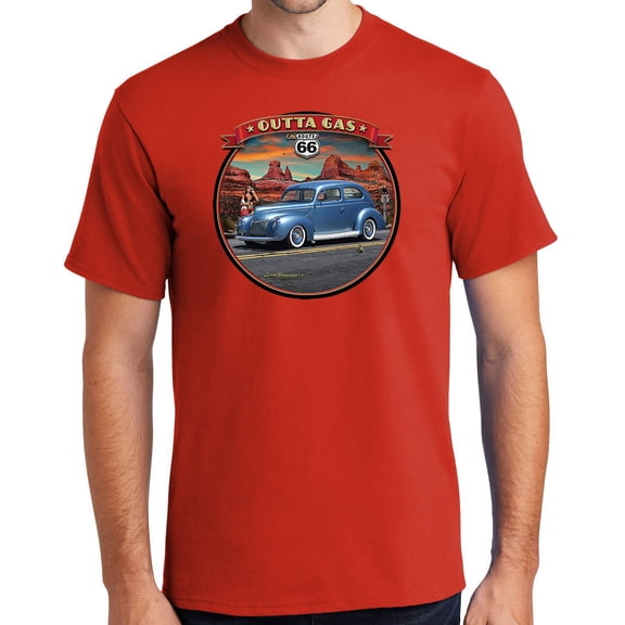 Buy Cool Shirts Outta Gas on Rt Route 66 Cotton T-shirt, 4XL Fiery Red