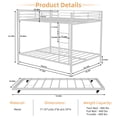 thumbnail image 7 of Miniyam Metal Full over Full Bunk Bed with Trundle, Space Saving Bunk Bed Frame with Ladder and Guardrails for Dorm, Apartment, White, 7 of 7