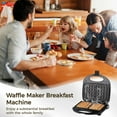 thumbnail image 2 of Waffle Maker with Nonstick Plate, 750W No-drip Waffle Maker, Portable Waffle Iron with Anti-scald Handle, Waffle Press, Breakfast Machine with Indicator Lights, Easy to Clean, 2 of 6