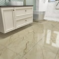 thumbnail image 5 of 12''x12'' Marble Vinyl Floor Tiles Peel and Stick Waterproof Tiles for Kitchen Dining Room Bathroom Shiny Marble Light Yellow Vinyl Plank Flooring Tile Laminate Sheets for Balcony 18PCS, 5 of 16