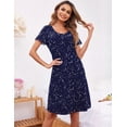 thumbnail image 3 of Ekouaer Women's Nightshirt Short Sleeve Button Down Nightgown V-Neck Sleepwear Pajama Dress, 3 of 6