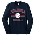 thumbnail image 2 of Wild Bobby City of Philadelphia Baseball Fantasy Fan Sports Men's Long Sleeve T-Shirt, Navy, X-Large, 2 of 6