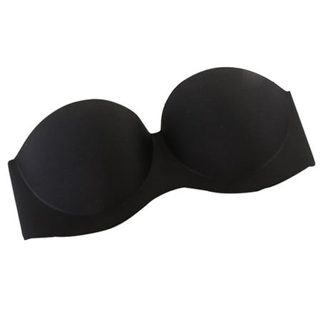 

HRSR Women Strapless Bra Seamless Backless Soft Breathable 4 Rows 3 Hooks Brassiere(Black 40d)