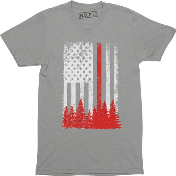 American Flag Thin Red Line Firefighter First Responder Mens T-Shirt