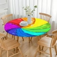 thumbnail image 3 of Rainbow Tie Dye Spiral Pattern Round Fitted Tablecloth with Elastic Edge,Dining Table Cover Waterproof,Outdoor Round Tablecloth for Camping,Dining,Indoor and Outdoor, 3 of 7