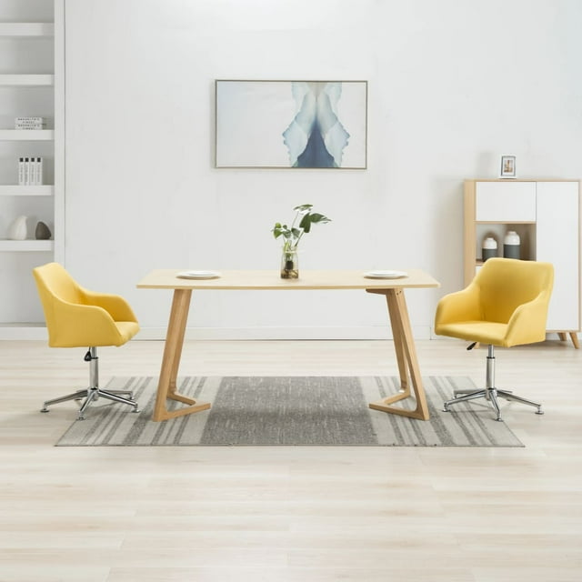 vidaXL Chaises de Salle à Manger Pivotantes 2 Pcs Tissu Jaune